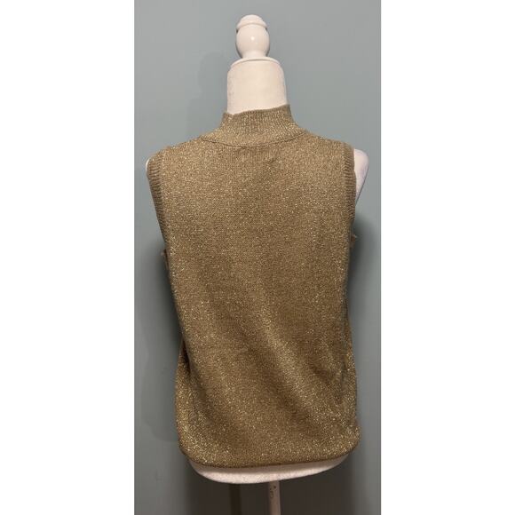 Studio C Womens Medium Top Mock Neck Metallic Holiday Going Out Party Feminine - Picture 2 of 6